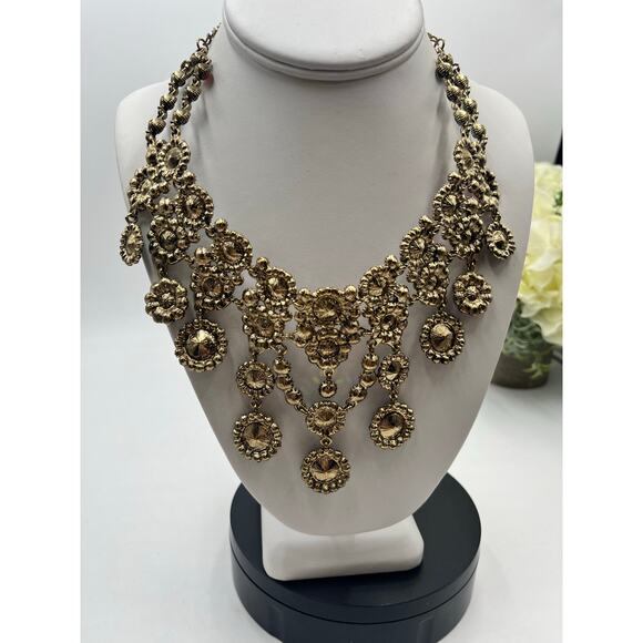 NATASHA COUTURE Multicolor Crystal Designer Layered Bib Statement Necklace - Picture 10 of 10